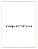 Chỉ thị số 13/CT-TTg 2013