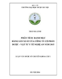 Luận văn Dược sĩ Chuyên khoa cấp I: Phân tích danh mục hàng sản xuất của Công ty Cổ phần Dược - Vật tư y tế Nghệ An năm 2015