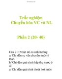 Trắc nghiệm Chuyển hóa VC và NL Phần 2 (20- 40)