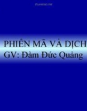 Giáo án điện tử sinh học: Sinh học 12- Phiên mã và dịch mã(Bài giảng lớp 12)