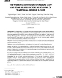Động lực làm việc của nhân viên y tế và một số yếu tố liên quan tại Bệnh viện Y học cổ truyền X năm 2023