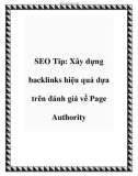 SEO Tip: Xây dựng backlinks hiệu quả dựa trên đánh giá về Page Authority