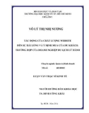 Luận văn Thạc sĩ Kinh tế: Tác động của chất lượng website đến sự hài lòng và ý định mua của du khách - Trường hợp của doanh nghiệp du lịch lữ hành