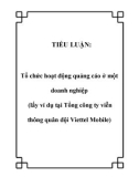 Tiểu luận: Tổ chức hoạt động quảng cáo ở một doanh nghiệp (lấy ví dụ tại Tổng công ty viễn thông quân đội Viettel Mobile)