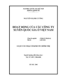 Luận văn Thạc sĩ Kinh tế chính trị: Hoạt động của các công ty xuyên quốc gia ở Việt Nam