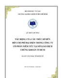 Luận văn Thạc sĩ Kinh tế: Tác động của cấu trúc sở hữu đến chi phí đại diện trong công ty cổ phần niêm yết tại Sở giao dịch chứng khoán TP.HCM