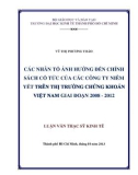 Luận văn Thạc sĩ Kinh tế: Các nhân tố ảnh hưởng đến chính sách cổ tức của các công ty niêm yết trên thị trường chứng khoán Việt Nam giai đoạn 2008 - 2012