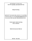 Tóm tắt Luận án Tiến sĩ Quản lý xây dựng: Quản lý vận hành nhà chung cư cao tầng thương mại của các doanh nghiệp quản lý vận hành trên địa bàn thành phố Hà Nội