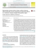 Relationships between ethical climate, political behavior, ethical leadership, and job satisfaction of operational officers in a wholesale company, Bangkok Metropolitan region