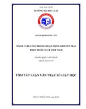 Tóm tắt Luận văn Thạc sĩ Luật học: Hành vi bị cấm trong hoạt động khuyến mại theo pháp luật Việt Nam