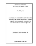 Luận văn Thạc sĩ Kinh tế: Các nhân tố ảnh hưởng đến tính hữu hiệu của hệ thống kiểm soát nội bộ tại các doanh nghiệp kinh doanh chuỗi cửa hàng bán lẻ Việt Nam