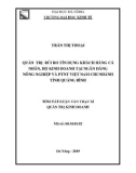 Tóm tắt Luận văn Thạc sĩ Quản trị kinh doanh: Quản trị rủi ro tín dụng khách hàng cá nhân, hộ kinh doanh tại Ngân hàng Nông nghiệp và Phát triển Nông thôn Việt Nam chi nhánh tỉnh Quảng Bình