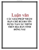 Luận văn: CÁC GIẢI PHÁP NHẰM HẠN CHẾ RỦI RO TÍN DỤNG TẠI CÁC NHTM TRÊN ĐỊA