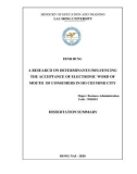 Dissertation summary Business Administration: A research on determinants influencing the acceptance of electronic word of mouth of consumers in Ho Chi Minh city