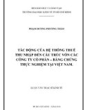 Luận văn Thạc sĩ Kinh tế: Tác động của hệ thống thuế thu nhập đến cấu trúc vốn của các công ty cổ phần – Bằng chứng thực nghiệm tại Việt Nam