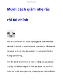 Mười cách giảm nhẹ rắc rối tài chính