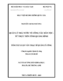 Tóm tắt Luận văn Thạc sĩ Quản lý công: Quản lý nhà nước về công tác dân tộc - Từ thực tiễn tỉnh Quảng Bình