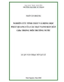 Luận văn Thạc sĩ Vật lý: Nghiên cứu tính chất và động học phát quang của các hạt nano bán dẫn CdSe trong môi trường nước