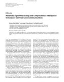 Báo cáo hóa học: Editorial Advanced Signal Processing and Computational Intelligence Techniques for Power Line Communications