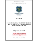 Luận văn Thạc sĩ Quản trị kinh doanh: Đề xuất giải pháp phát triển du lịch tỉnh Bà Rịa - Vũng Tàu đến năm 2025 và tầm nhìn năm 2030