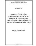 Luận án Tiến sĩ Kỹ thuật: Nghiên cứu bê tông chất lượng cao sử dụng muội silic và nano silic cho kết cấu công trình cầu trong môi trường xâm thực