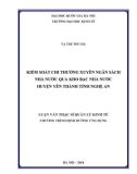 Luận văn Thạc sĩ Quản lý kinh tế: Kiểm soát chi thường xuyên ngân sách nhà nước qua Kho bạc nhà nước huyện Yên Thành tỉnh Nghệ An