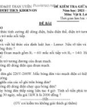 Đề thi giữa học kì 1 môn Vật lí lớp 9 năm 2021-2022 có đáp án - Trường PTDTBT THCS Xã Khoen On