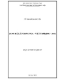 Luận án tiến sĩ Lịch sử: Quan hệ Liên bang Nga - Việt Nam (2001 – 2018)