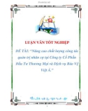 luận văn: Nâng cao chất lượng công tác quản trị nhân sự tại Công ty Cổ Phần Đầu Tư Thương Mại và Dịch vụ Bảo Vệ Việt Á