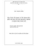 Tóm tắt Luận án tiến sĩ Toán học: Bài toán ổn định và ổn định hóa đối với một số lớp phương trình vi phân bậc phân số