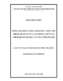 Luận văn Thạc sĩ Quản lý kinh tế: Nâng cao chất lượng tham mưu, giúp việc trong quản lý của Văn phòng cấp ủy và chính quyền huyện Văn Yên, tỉnh Yên Bái