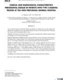 Nghiên cứu đặc điểm lâm sàng, X-quang bệnh viêm nha chu ở bệnh nhân đái tháo đường type 2 điều trị tại Bệnh viện Đa khoa tỉnh Trà Vinh