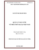 Tóm tắt Luận án Tiến sĩ Quản lý công: Quản lý nhà nước về nhà ở đô thị tại Việt Nam