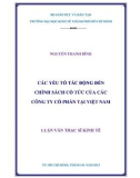 Luận văn Thạc sĩ Kinh tế: Các yếu tố tác động đến chính sách cổ tức của các công ty cổ phần tại Việt Nam