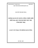 Luận văn Thạc sĩ Chính sách công: Chính sách xây dựng nông thôn mới trên địa bàn thành phố Việt trì, tỉnh Phú Thọ