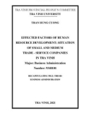 Summary of master’s Thesis Business administration: Effected factors of human resource development - Situation of small and medium trade - Service companies in Tra Vinh