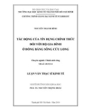 Luận văn Thạc sĩ Kinh tế: Tác động của tín dụng chính thức đối với hộ gia đình ở đồng bằng sông Cửu Long