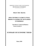 Summary of Economic thesis Commercial Business: Risk control in agricultural products export of Vietnamese enterprises