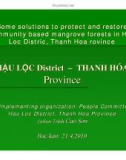 Some solutions to protect and restore community based mangrove forests in Hau Loc Distric, Thanh Hoa rovince