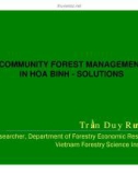 COMMUNITY FOREST MANAGEMENT IN HOA BINH - SOLUTIONS