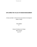 Master’s thesis of Design: Exploring the value of design management