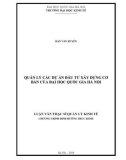 Luận văn Thạc sĩ Quản lý kinh tế: Quản lý các dự án đầu tư xây dựng cơ bản của Đại học Quốc gia Hà Nội