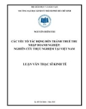 Luận văn Thạc sĩ Kinh tế: Tác động của tỷ lệ sở hữu nước ngoài đến tránh thuế thu nhập doanh nghiệp - Nghiên cứu thực nghiệm tại Việt Nam