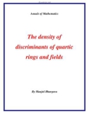 Đề tài The density of discriminants of quartic rings and fields 