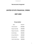 United State Financial Crisis 2007 - 2008