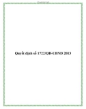 Quyết định số 1722/QĐ-UBND 2013