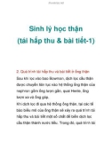 Sinh lý học thận (tái hấp thu & bài tiết-1)