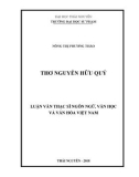 Luận văn Thạc sĩ Ngôn ngữ và Văn hóa Việt Nam: Thơ Nguyễn Hữu Quý