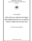 Luận văn Thạc sĩ Kinh tế: Phân tích các nhân tố tác động đến chính sách cổ tức của những công ty niêm yết tại Việt Nam