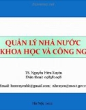 Bài giảng Quản lý nhà nước về khoa học và công nghệ - TS. Nguyễn Hữu Xuyên